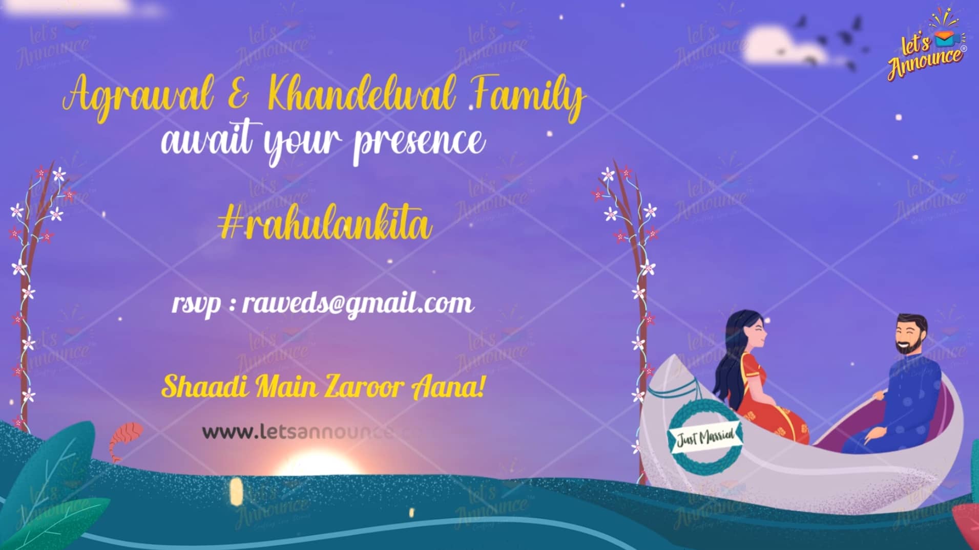 Elegant Wedding Invitation -95 sec (USD 100$)