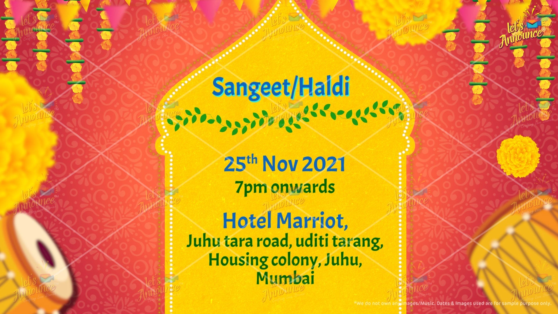 Sangeet Invitation by www.letsannounc.com