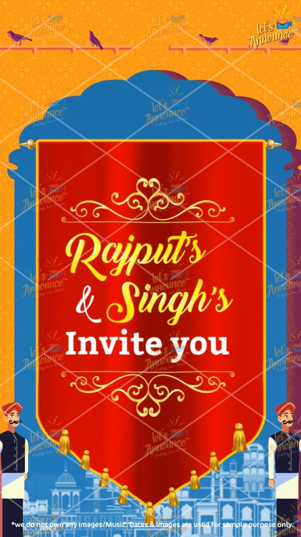Rajasthani wedding invite Vertical -95 sec (USD 100$) Letsannounce